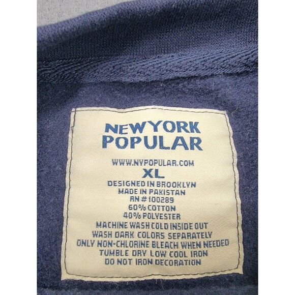 Seattle Sweatshirt Mens XL Navy Blue Fleece Crewneck Pullover Striped Sleeves - Picture 2 of 11